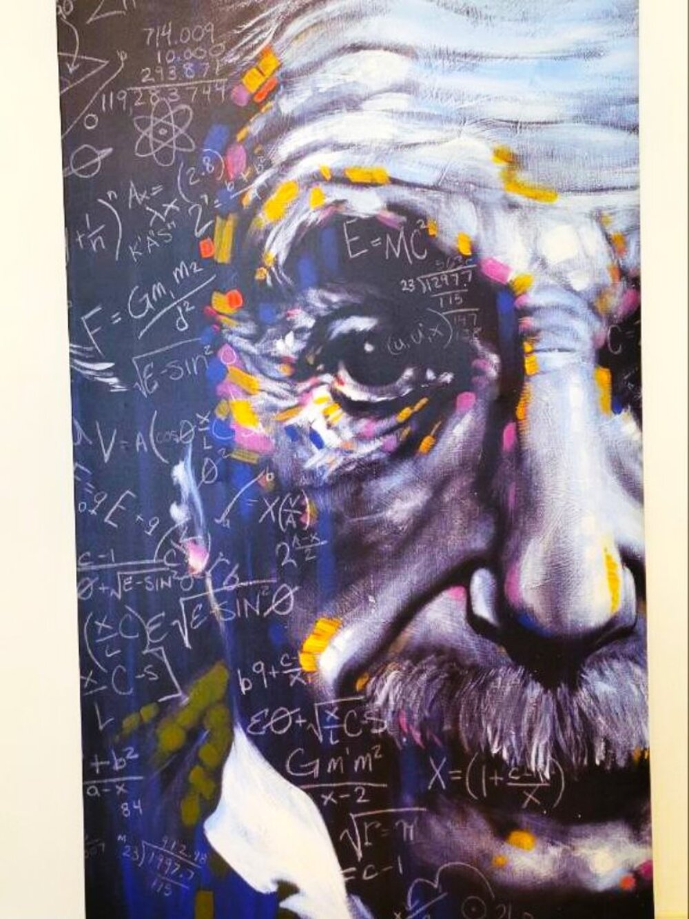 Albert Einstein Signed Canvas “It's All Relative” 27" x 54" by Stephen Fishwick